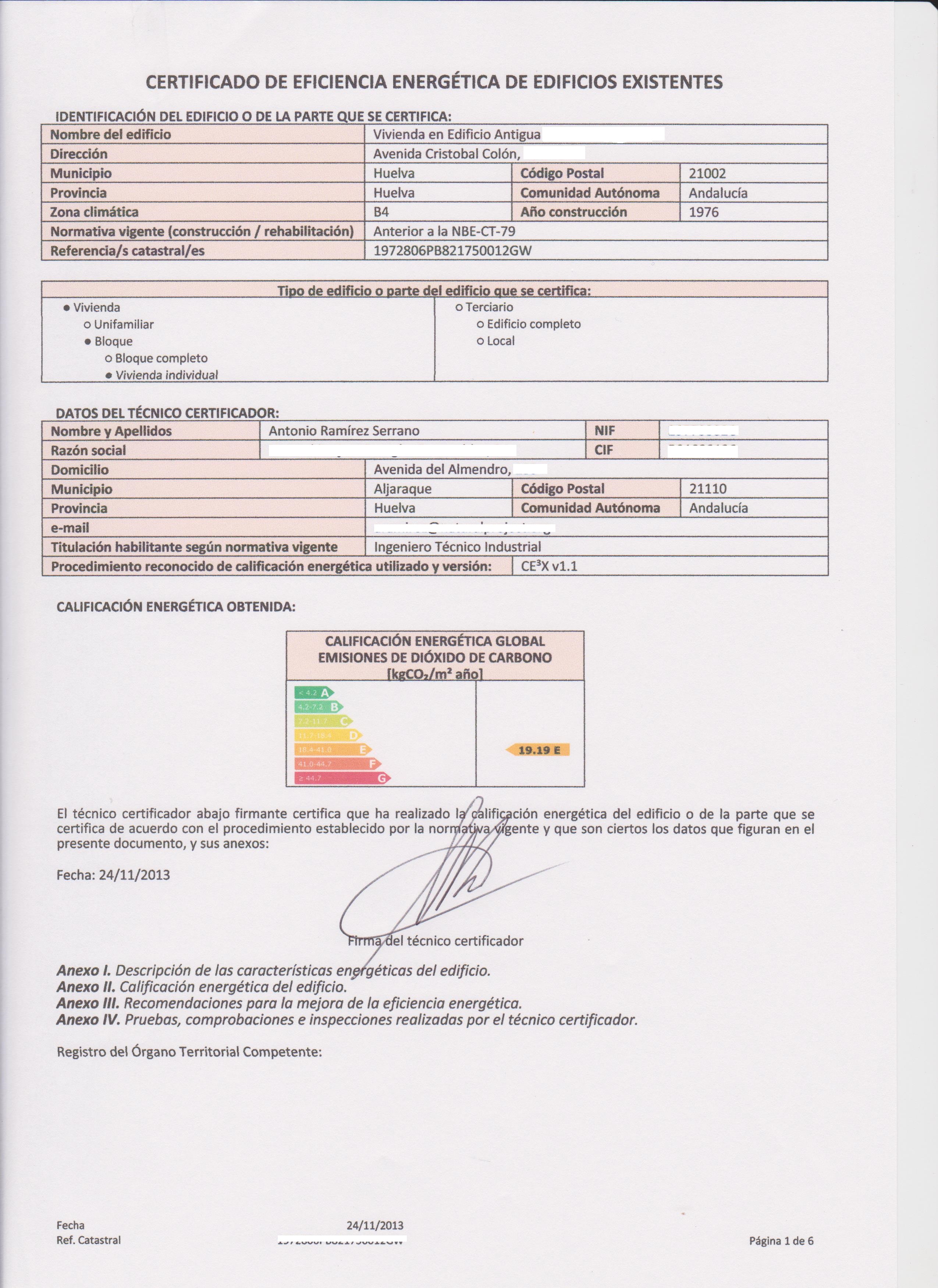 CERTIFICADO DE EFICIENCIA ENERGÉTICA