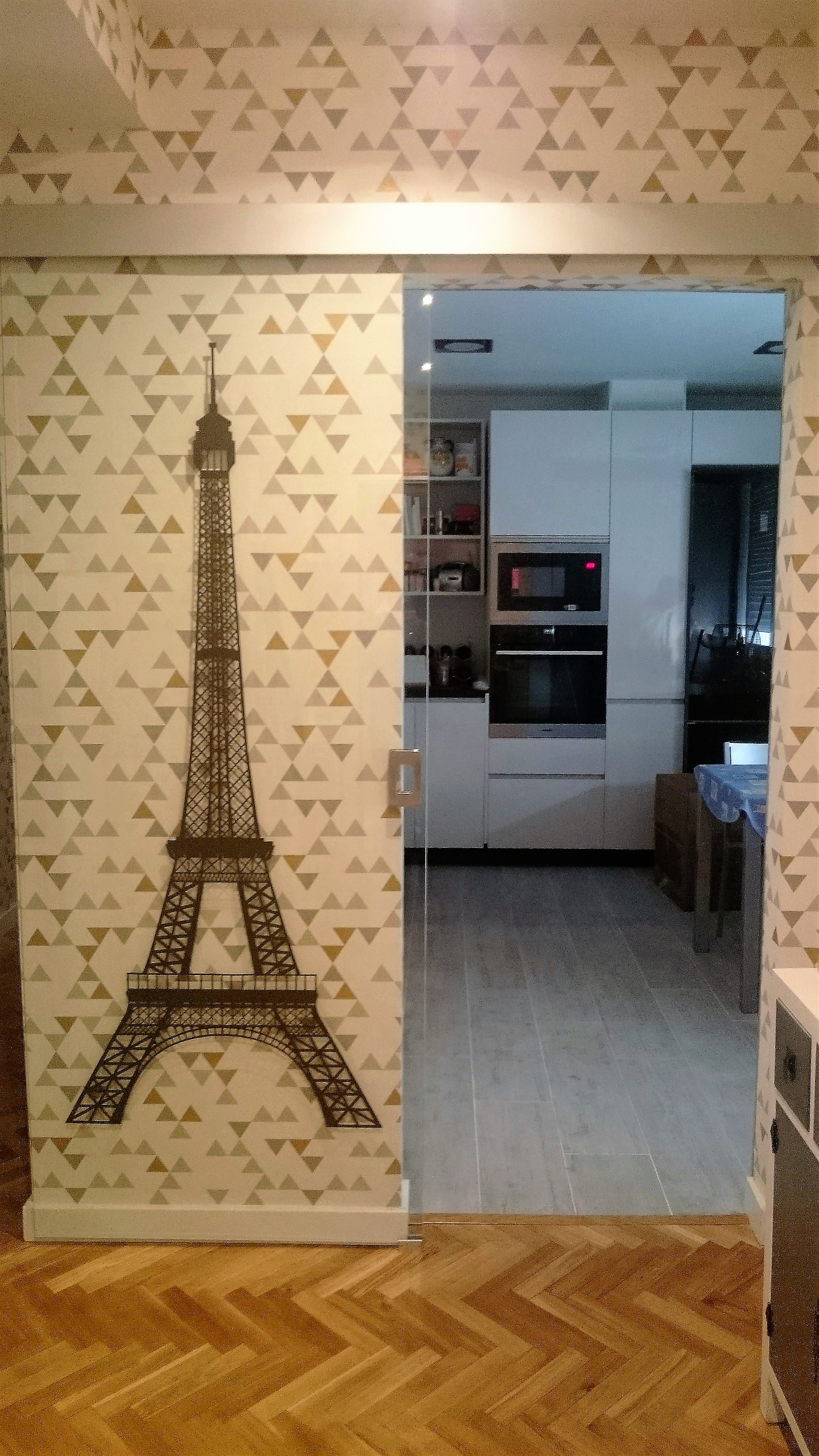 PUERTA CORREDERA CRISTAL  VINILO PARIS