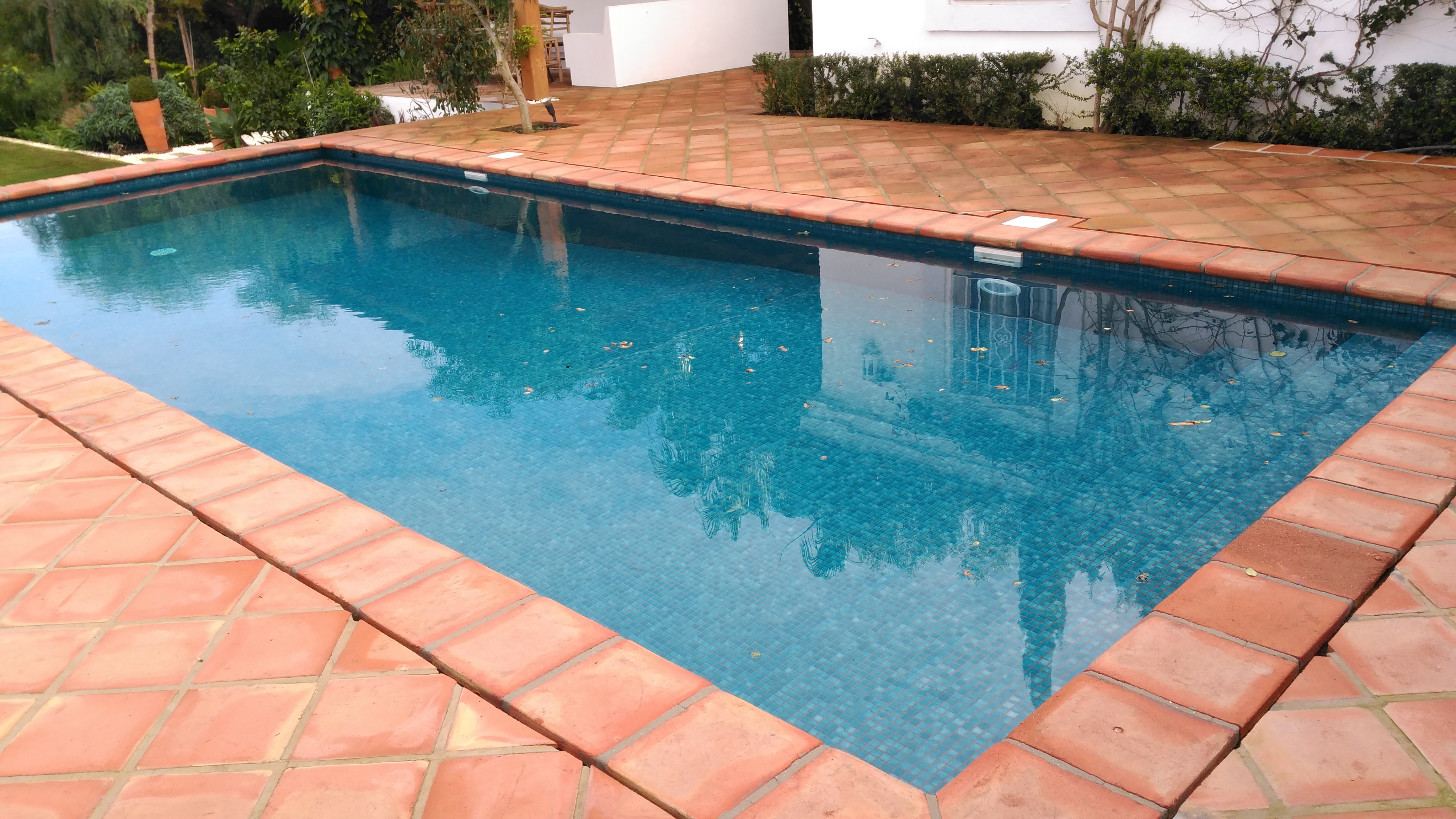 Piscina con coronacion de barro