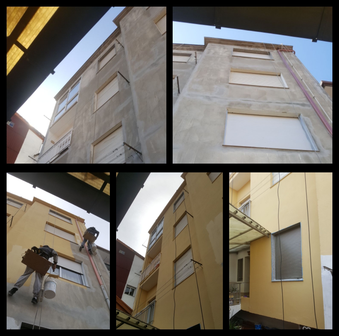 restauración de una fachada trasera mediante trabajos verticales