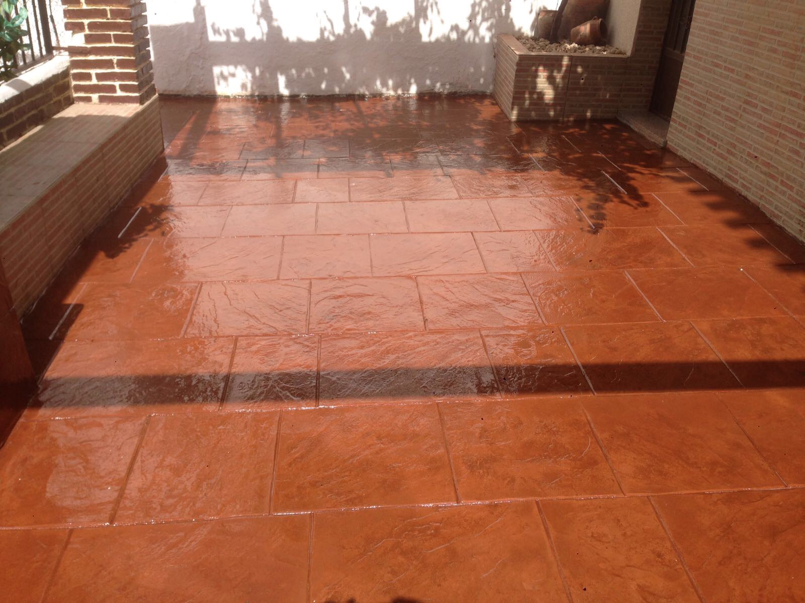 Pavimento de Mortero Impreso en espesor de 1 cm