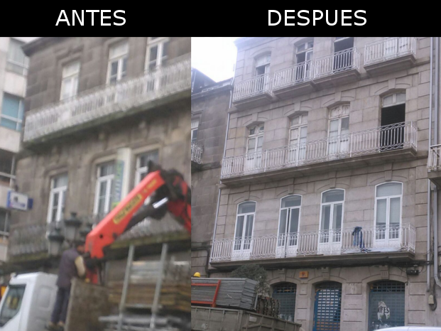 Lavado de fachada en edificio en el centro de la ciudad