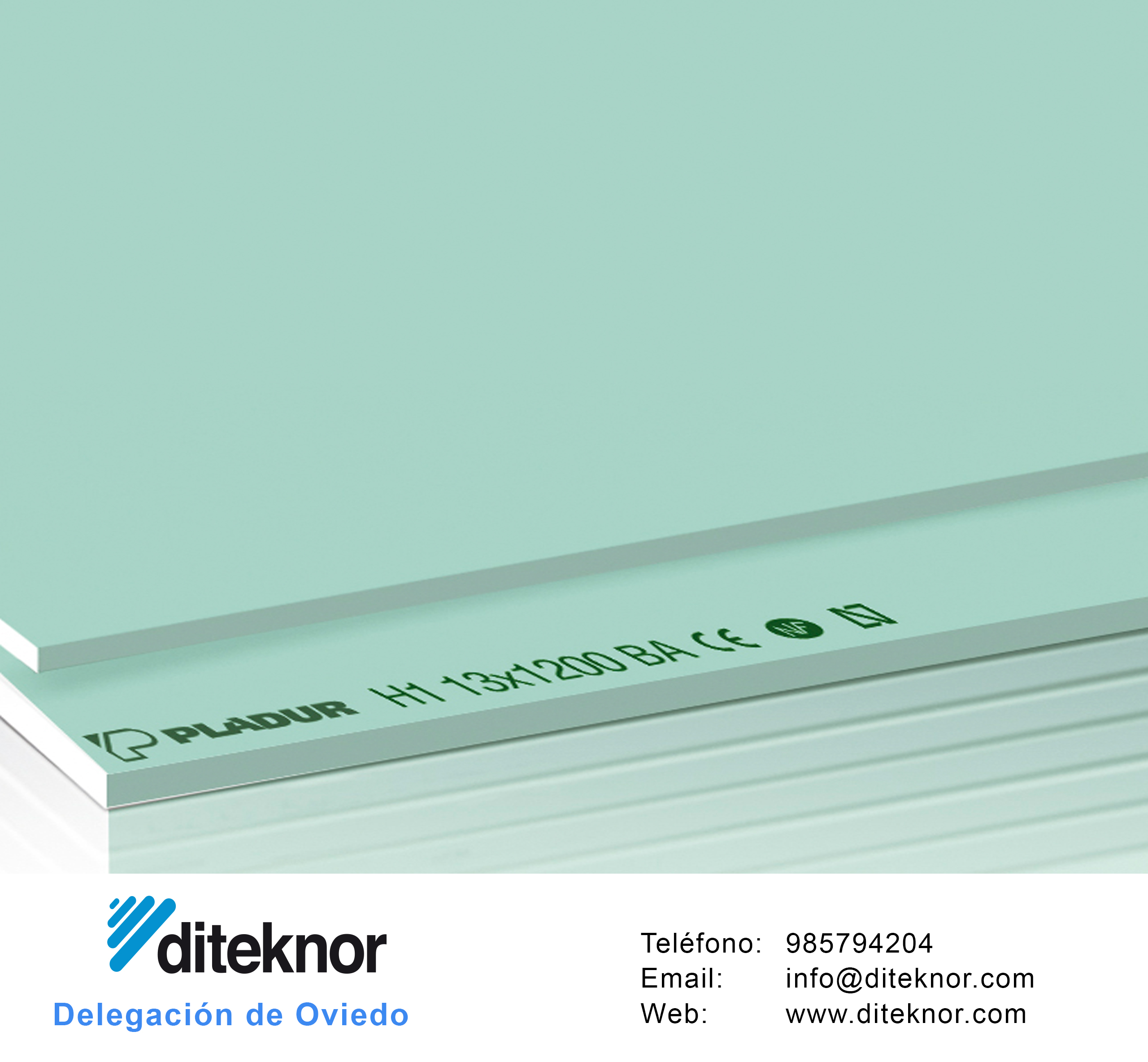 Placa de pladur hidrófuga, uno de los muchos productos de tabiquería seca que vendemos 