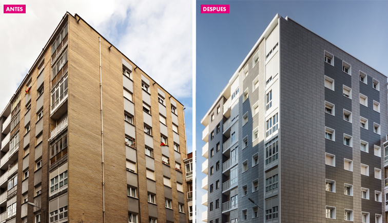 Rehabilitación energética mediante sistema Fachada Ventilada. Cl. Pintor Orlando Pelayo, 14 - Gijón (Asturias)