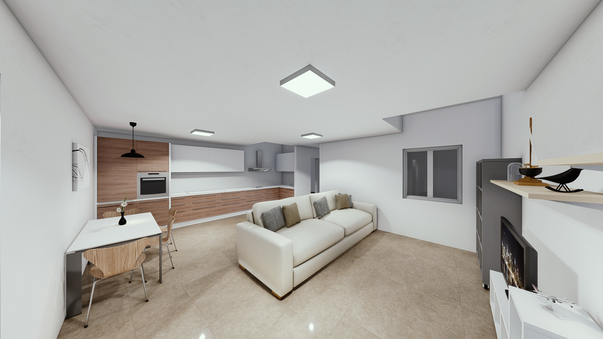 Salón Vivienda unifamiliar entre medianeras