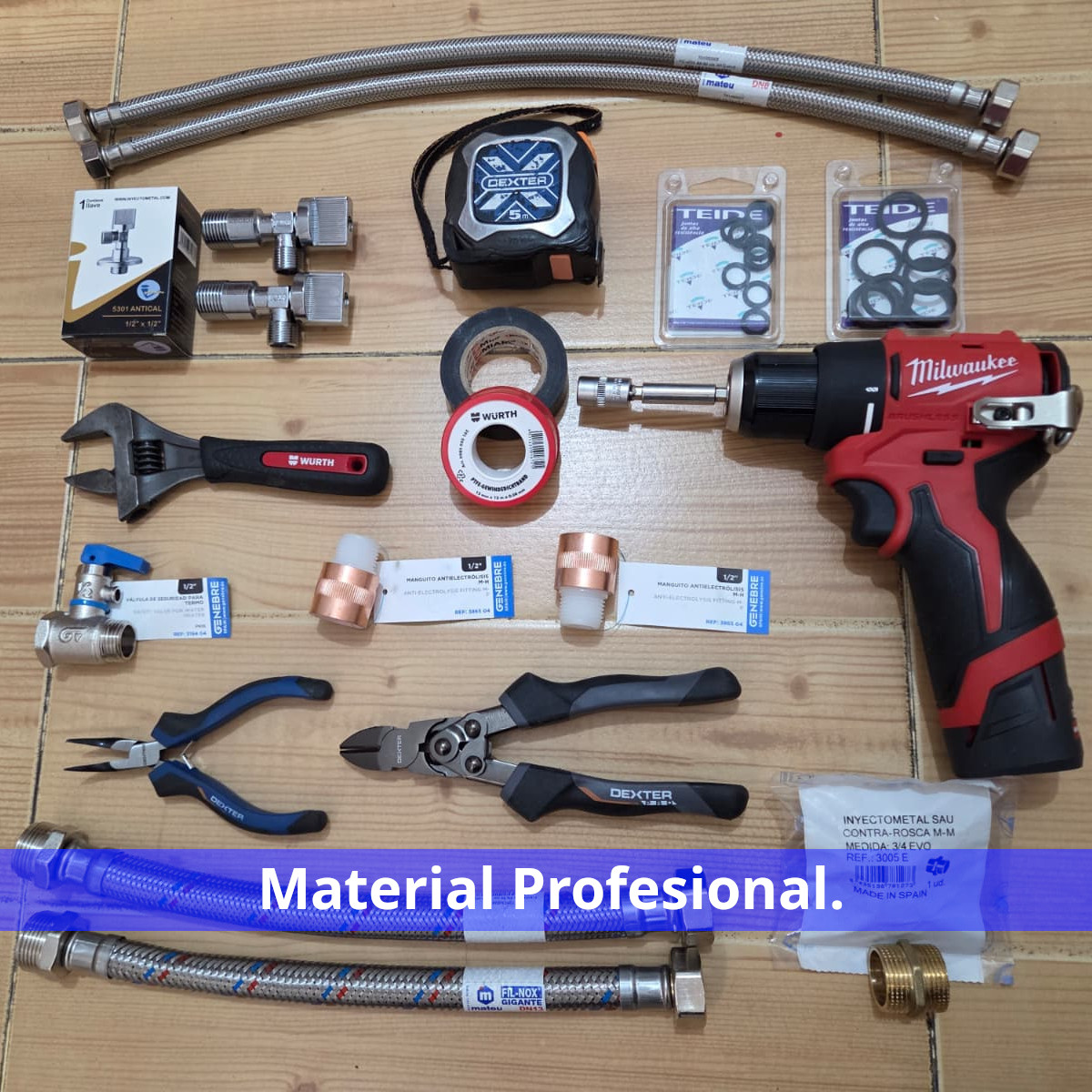 Materiales y herramientas profesionales.