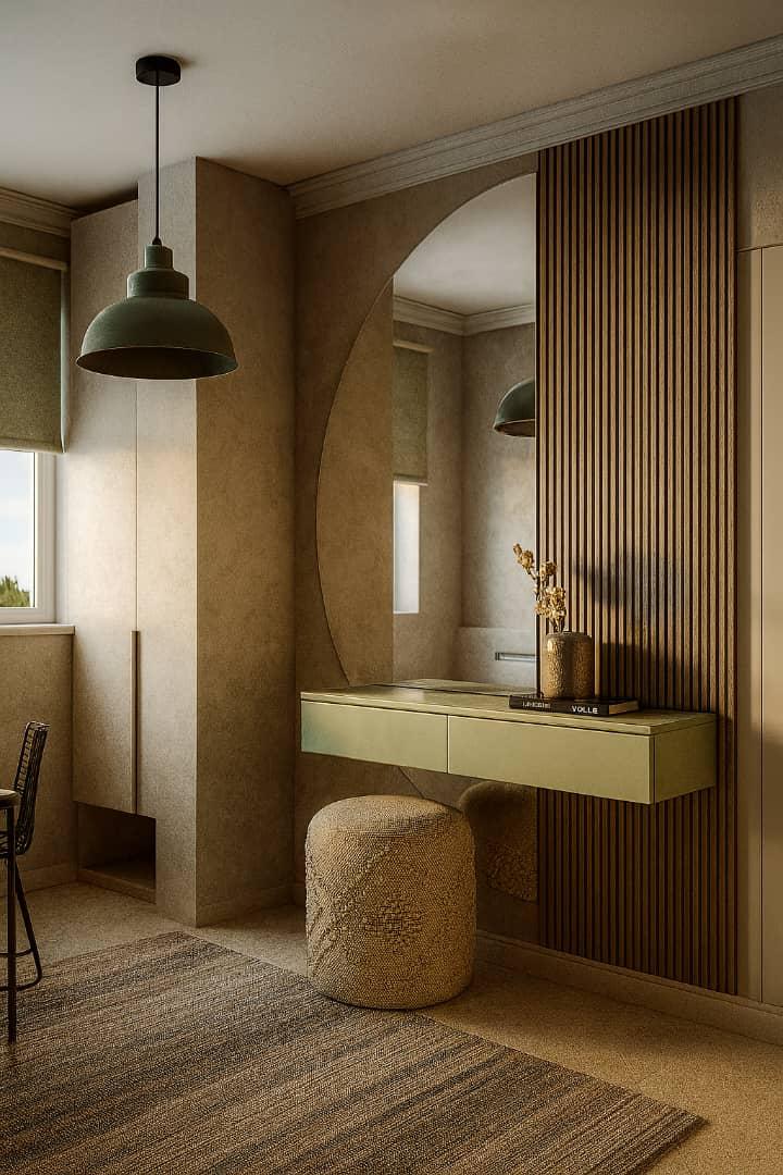 Dormitorio con zona de tocador integrada