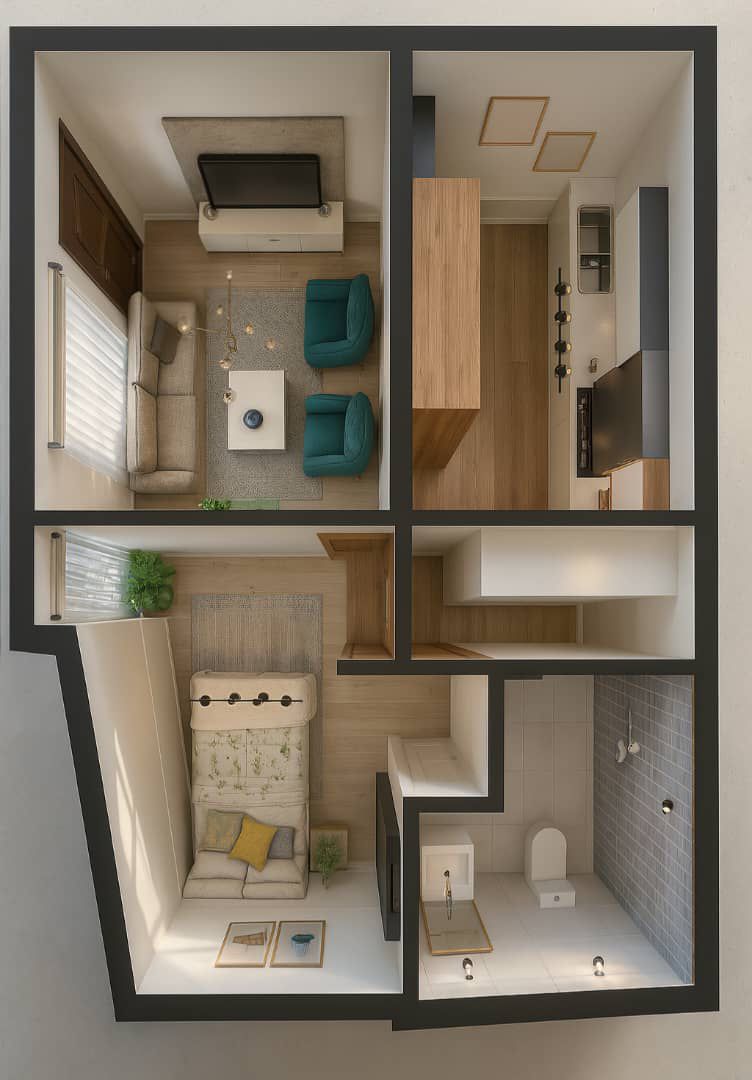 Plano de redistribución en reforma integral de vivienda