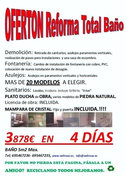 Oferta reforma integral baño 3878 € 