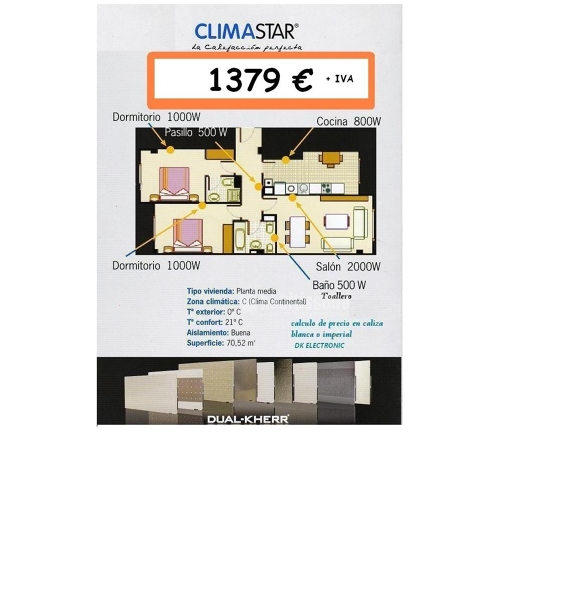 Oferta calefacción Climastar bajo consumo 179 € + IVA
