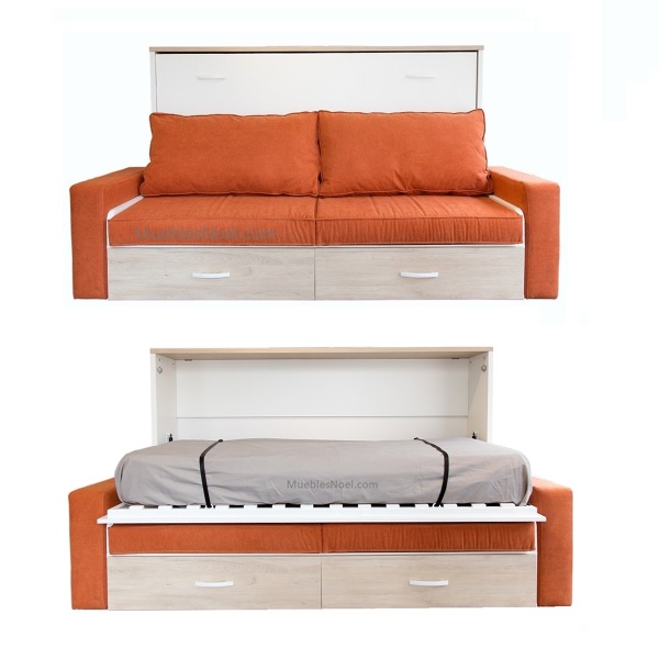 Cama Abatible con sofá delante.