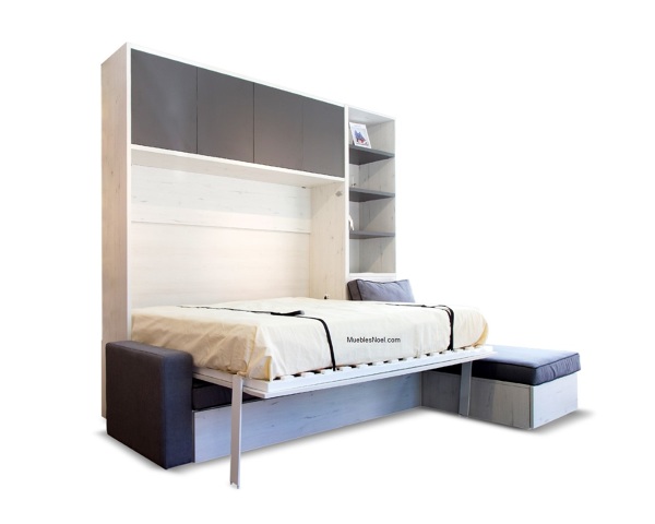 Cama abatible matrimonio lateral.