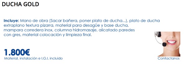 CAMBIO DE BAÑERA POR PLATO DE DUCHA - OFERTA DUCHA GOLD