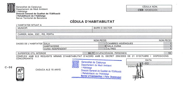 Cedula d'habitabilitat de segona ocupació