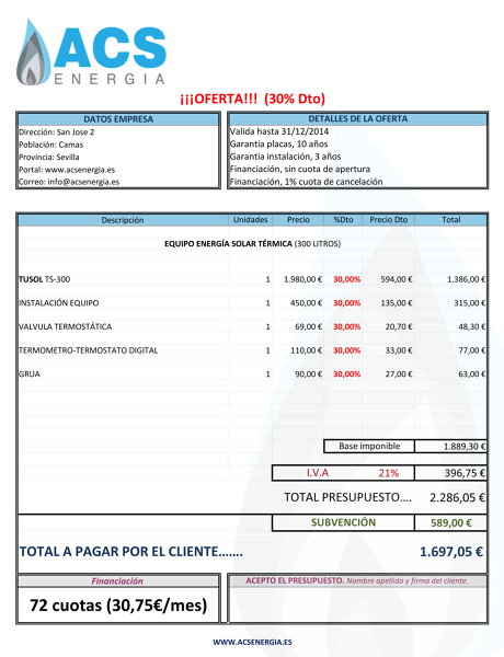 Detalles de la oferta