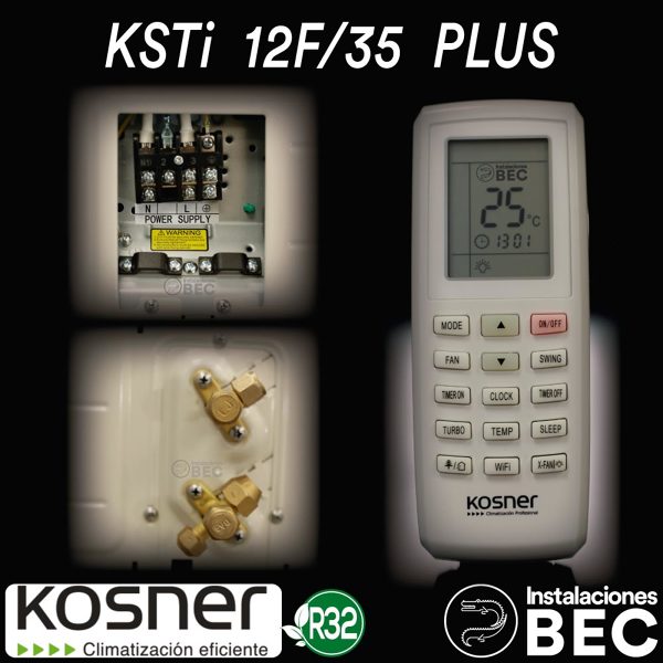 KOSNER KSTI 12F-35 - R32 - Aire Acondicionado Instalaciones BEC 18 - conexiones unidad exterior y mando