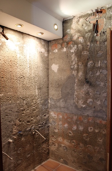 Lavabos durante la obra