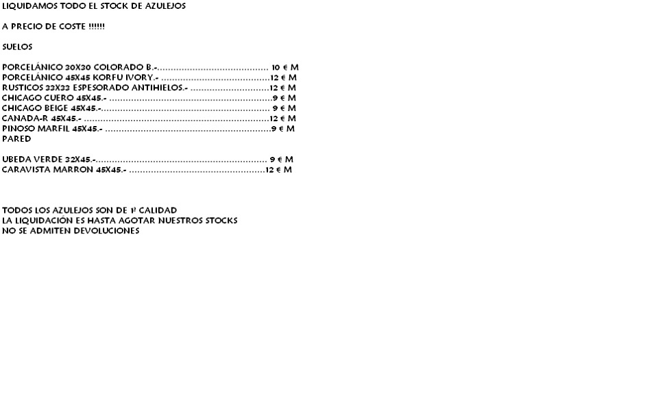 LIQUIDACION STOCK AZULEJOS