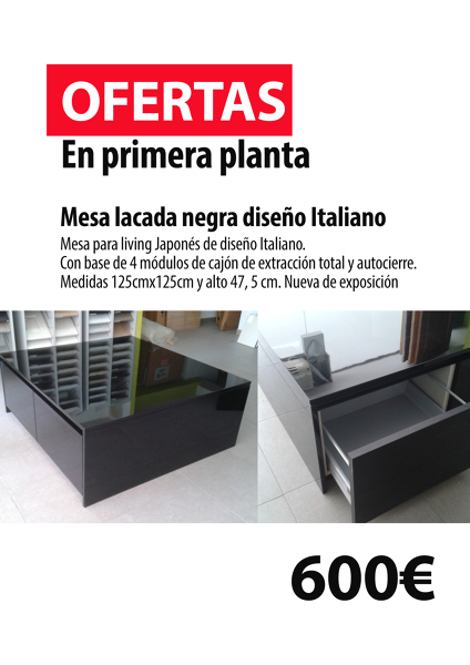 Mesa lacada negra diseño Italiano