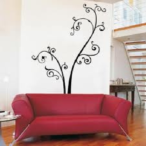 mural floral en sala de estar