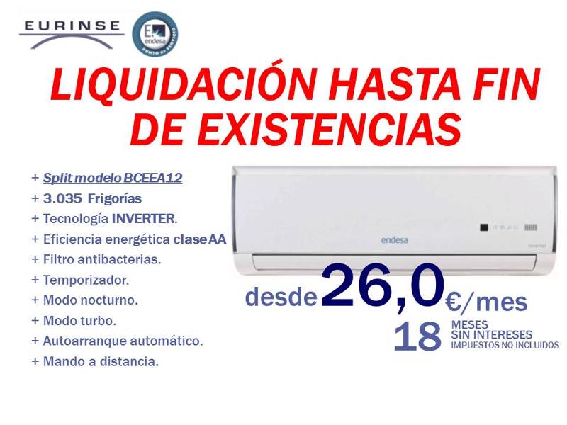 Oferta Aire Acondicionado Inverter desde 26 Euros/mes