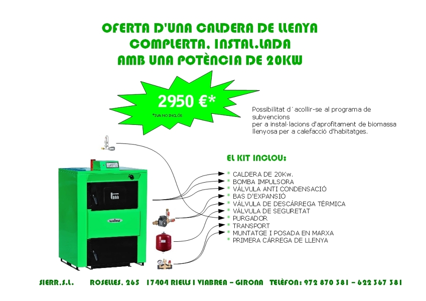 OFERTA CALDERA DE LEÑA DE 20 KW