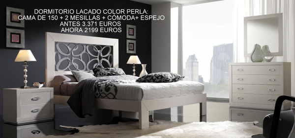 OFERTA DORMITORIO LACADO COLOR PERLA