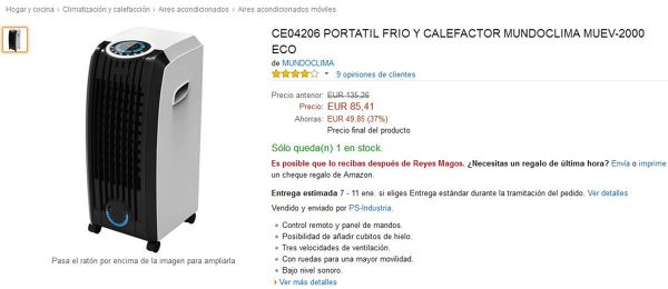 PORTATIL FRIO Y CALEFACTOR, 2000w