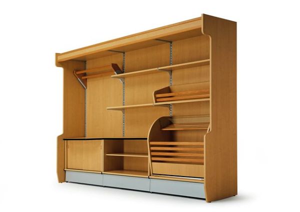 Sistema de estanteria modular tipo de pared en imitacion madera