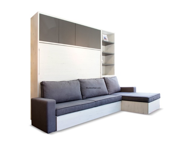 Sofá con cama detrás.