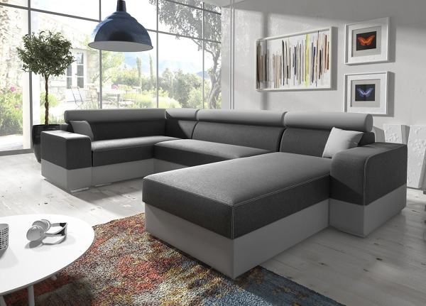 Sofá en U (rinconera con chaise longue, 2 arcones y cama) – Milan. Esquina izquierda