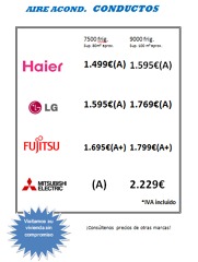 Aire Acondicionado CONDUCTOS 7500 y 9000 frig