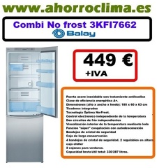 Combi frigorífico no frost Balay 3KFI-7662  clase a + puerta acero inoxidable