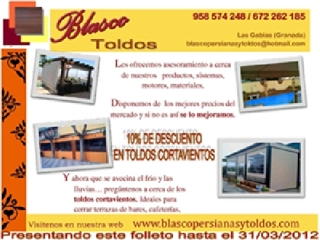 Descuento del 10% en toldos cortavientos.