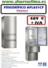 frigorífico  combi total no frost clase A+ de haier modelo AFL631CF con cajones congelador color titanium