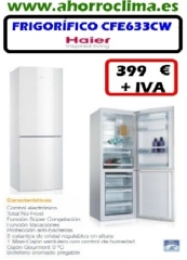 frigorífico  combi total no frost en color blanco clase A+ de haier modelo CFE633CW