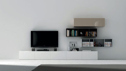 Mueble lacado blanco, gris, carbón y safari 1398 € Transporte y montaje incluído