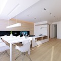 salón en blanco y madera