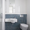 Baño alicatado azul