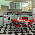 nevera y cocina retro