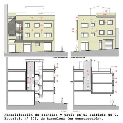 Rehabilitacion de fachada y patio interior de un edificio en el barrio de Gracia