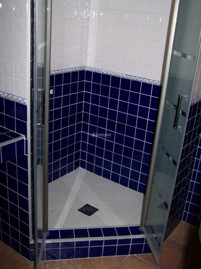 Revestimiento de baño azul