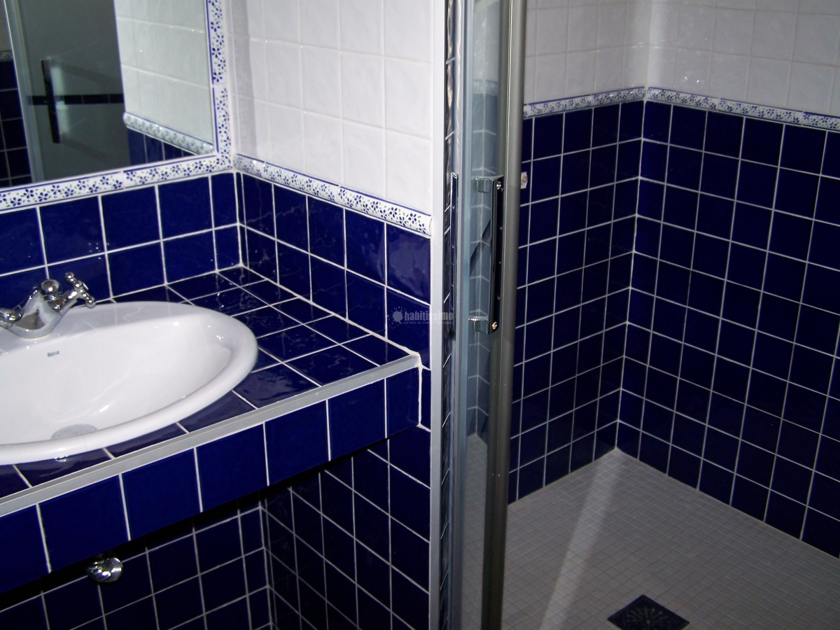 Revestimiento de baño azul