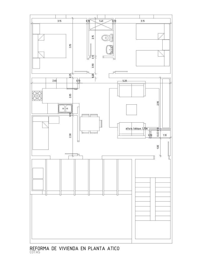 Plano Para Reforma De Vivienda En Planta Ático