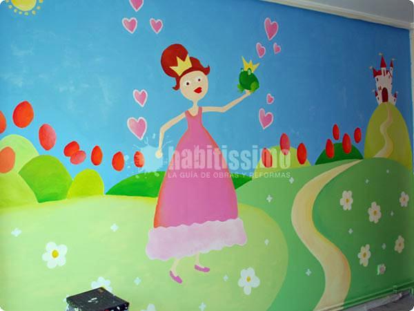 Mural infantil princesa y sapo
