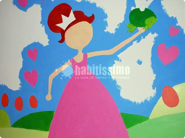 Mural infantil princesa y sapo