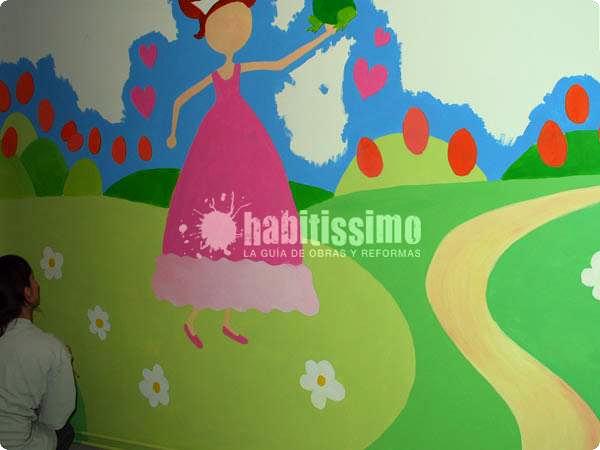Mural infantil princesa y sapo