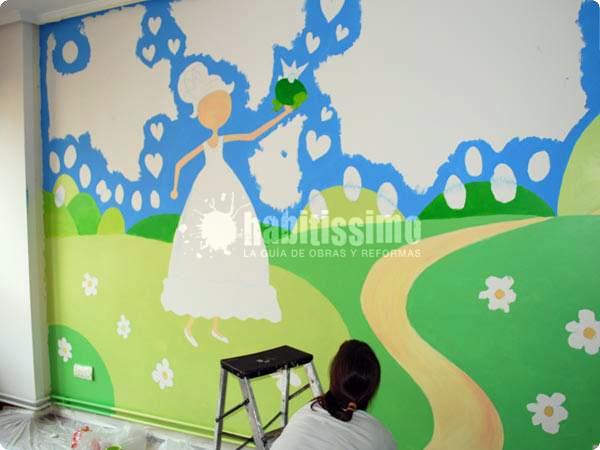 Mural infantil princesa y sapo