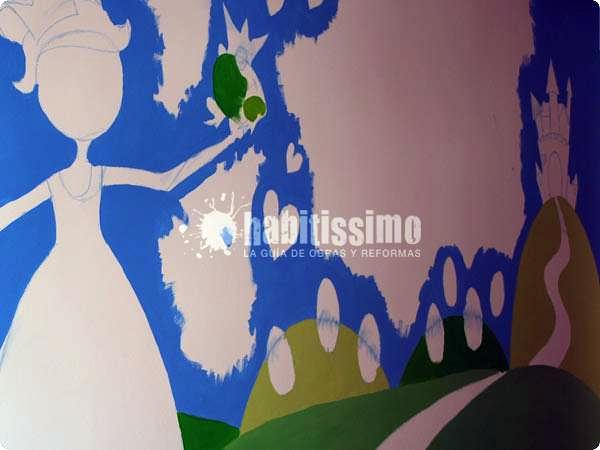 Mural infantil princesa y sapo