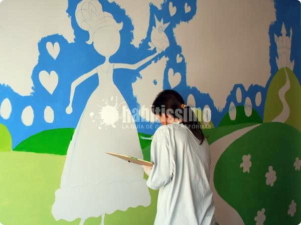 Mural infantil princesa y sapo